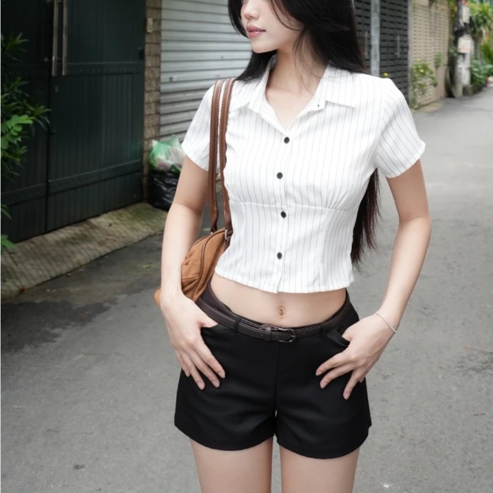 White shirt with stripes button down shirt